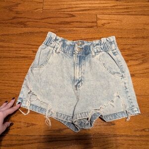 SO distressed high rise mom shorts - size 5 - distressed - paper bag waist